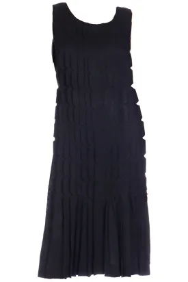 1950s French Little Black Dress With Unique Cutwork Pleats