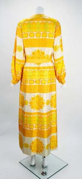 1960s Jim Thompson Golden Yellow Thai Silk Dress