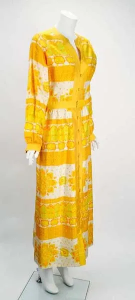 1960s Jim Thompson Golden Yellow Thai Silk Dress