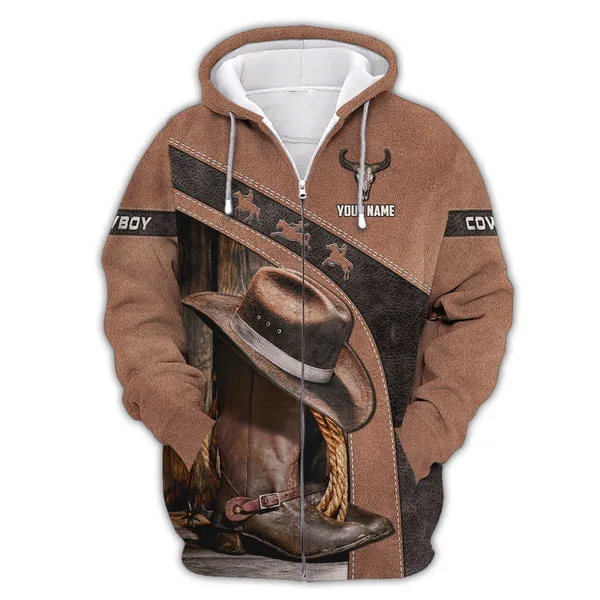 3D Full Print Cowboy Of Wild West Sweatshirt Hoodie Personalized Name Gift For Cowboy Lovers