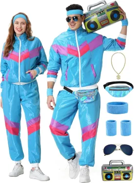 80s Track Suit for Men Women 90s Retro Windbreaker Suit 80s 90s Outfit Men Women 80s Tracksuit for Couples Neon Wind Suit