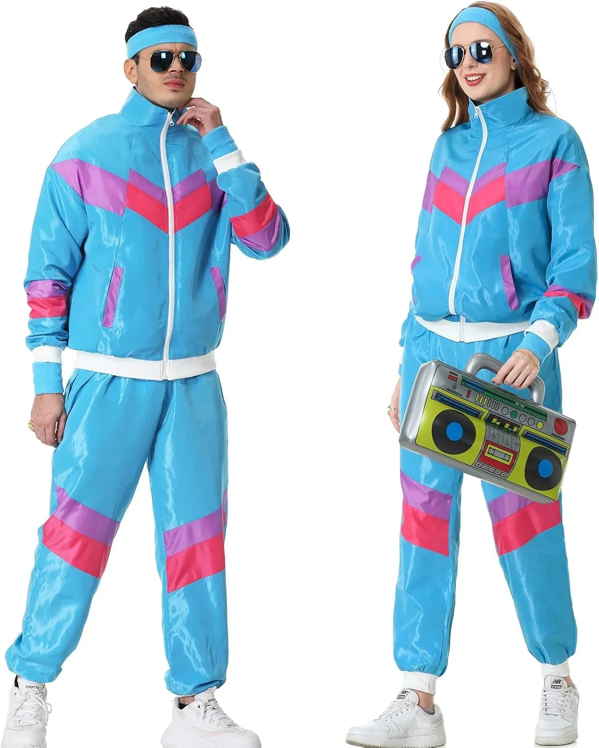 80s Track Suit for Men Women 90s Retro Windbreaker Suit 80s 90s Outfit Men Women 80s Tracksuit for Couples Neon Wind Suit