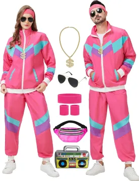 80s Track Suit for Men Women 90s Retro Windbreaker Suit 80s 90s Outfit Men Women 80s Tracksuit for Couples Neon Wind Suit