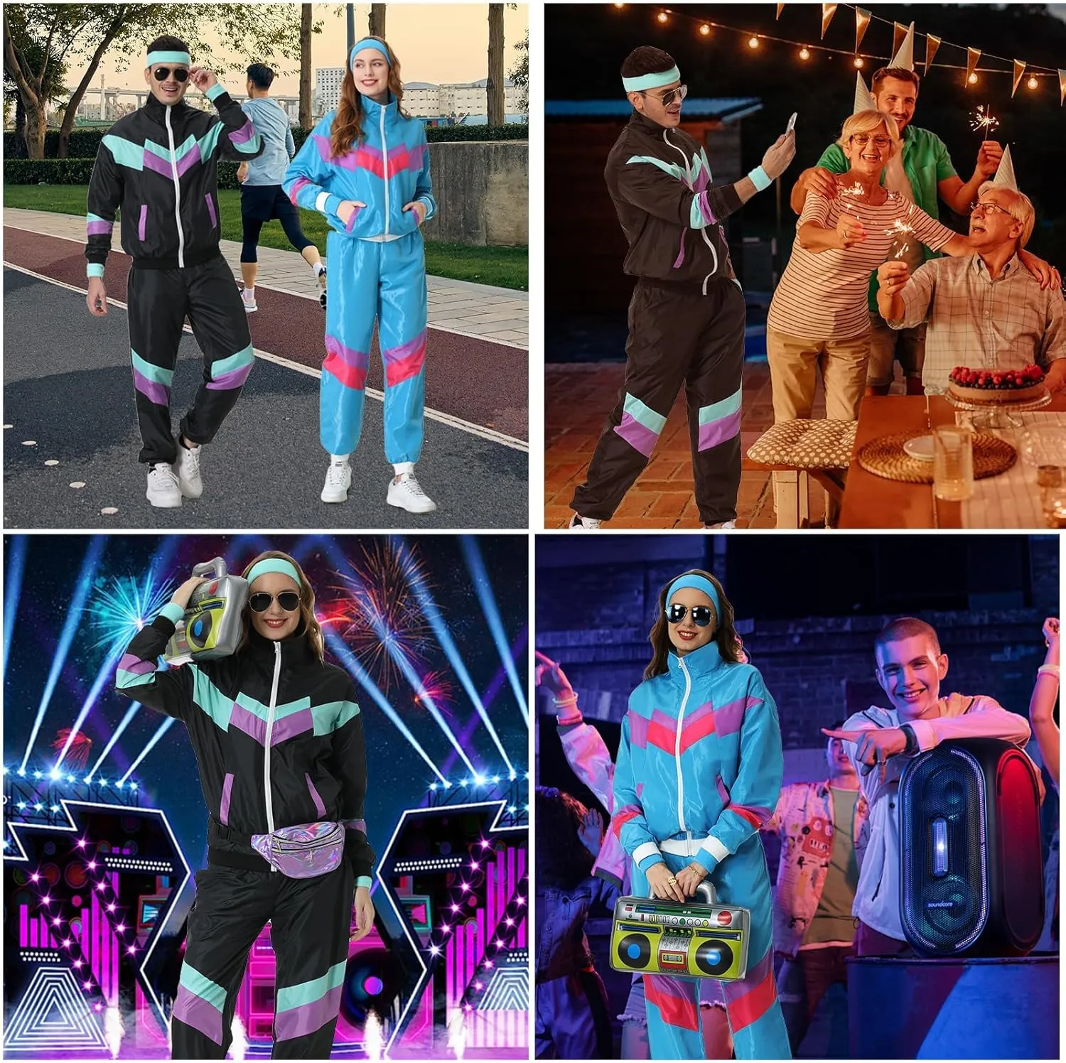 80s Track Suit for Men Women 90s Retro Windbreaker Suit 80s 90s Outfit Men Women 80s Tracksuit for Couples Neon Wind Suit