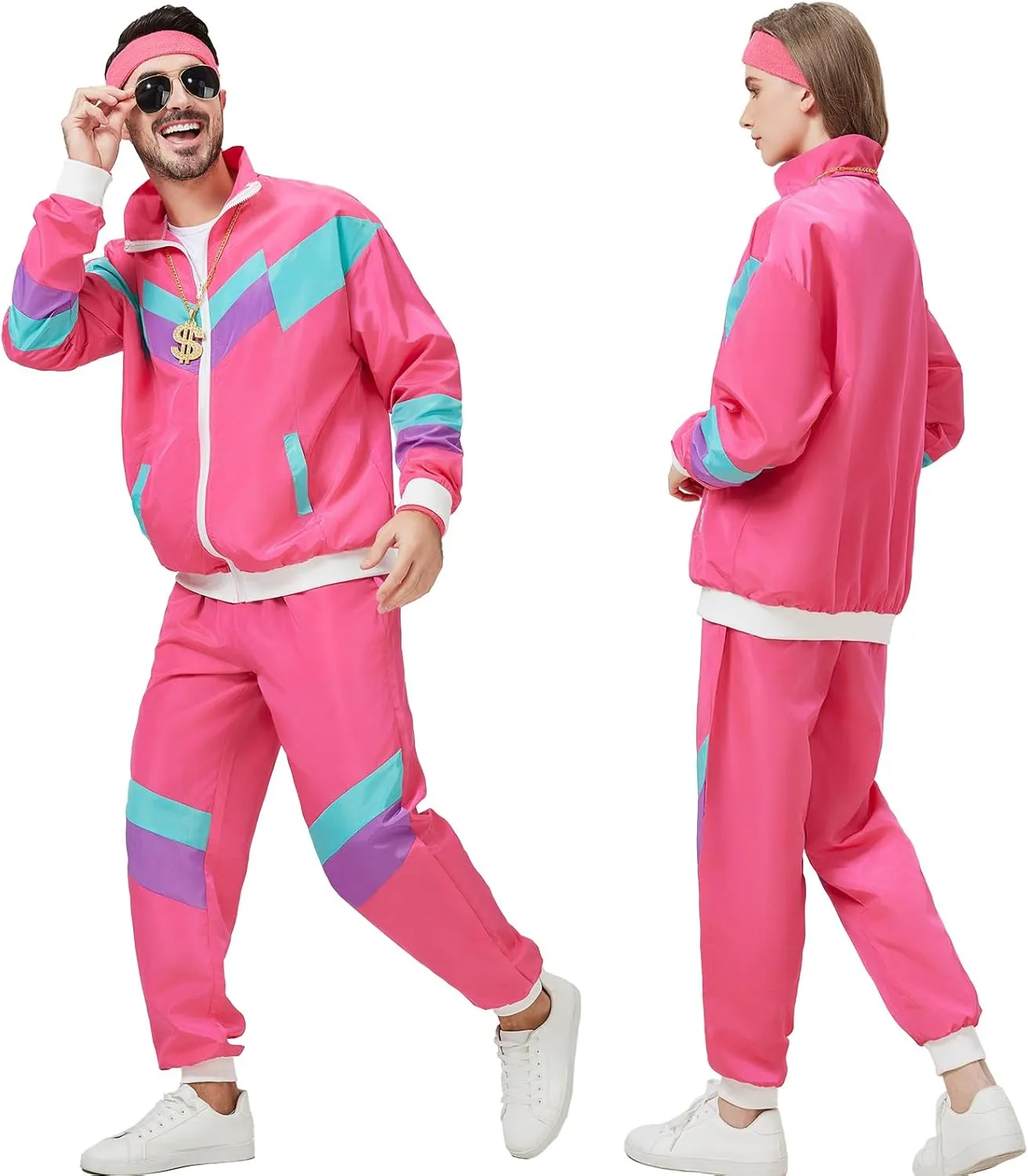 80s Track Suit for Men Women 90s Retro Windbreaker Suit 80s 90s Outfit Men Women 80s Tracksuit for Couples Neon Wind Suit
