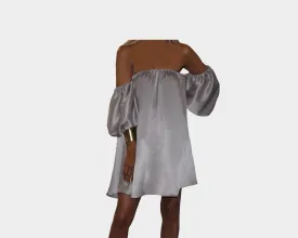 9.2 Silver Italian Silk Off the shoulder dress - The Milano