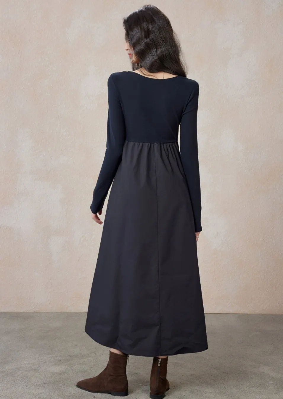 A LINE SLIM LONG LITTLE BLACK DRESS