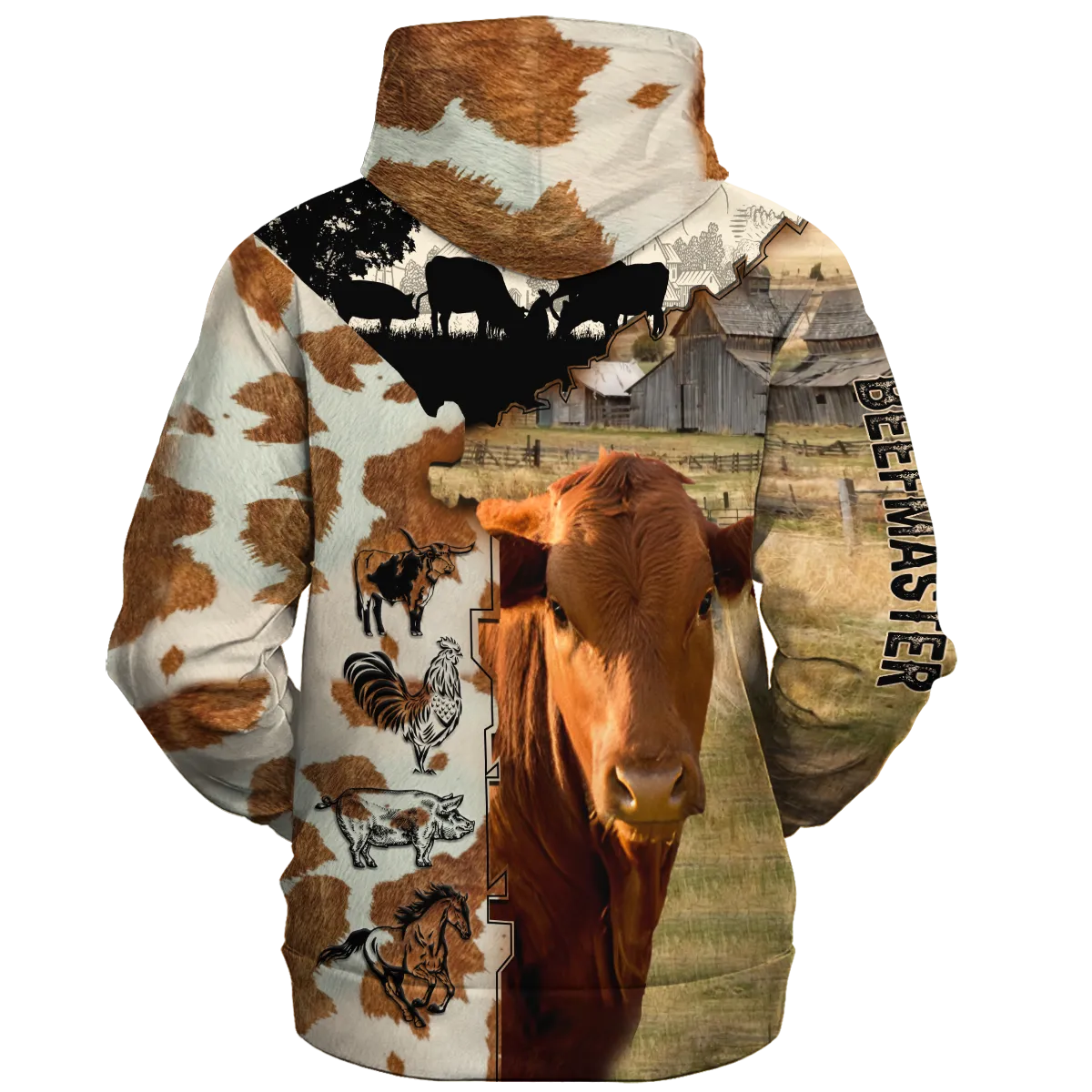 Beefmaster Fur Pattern On The Farm Hoodie, Cow Hoodie, Gift For Farm Lover