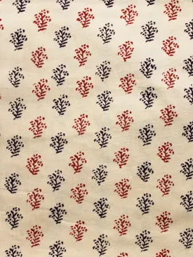 Beige Black Maroon Bagh Printed Cotton Fabric Per Meter - F005F1707