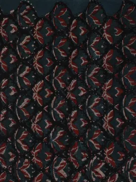 Black Green Red Hand Block Printed Modal Cotton Fabric Per Meter - F001F2140