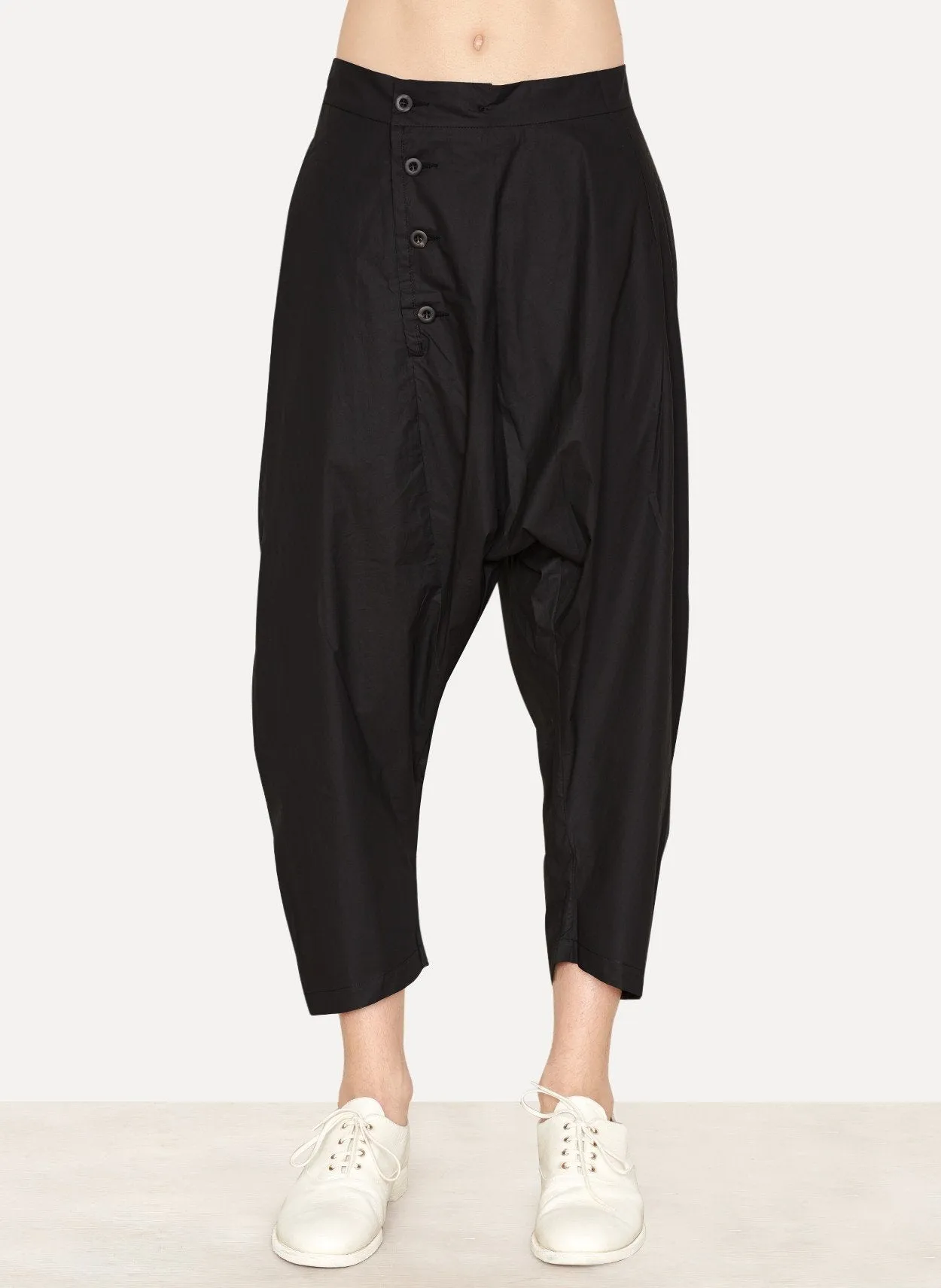 Black Light Paper Cotton Side Button Pant