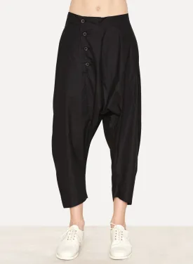 Black Light Paper Cotton Side Button Pant