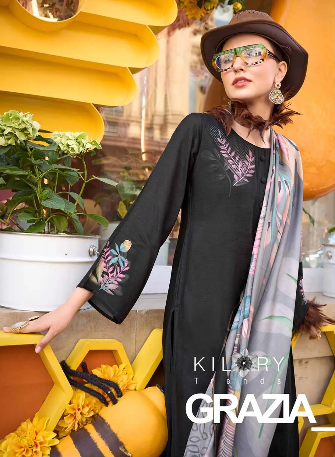 Black Party Wear Pure Muslin Unstitched Suit Dress Material for Women