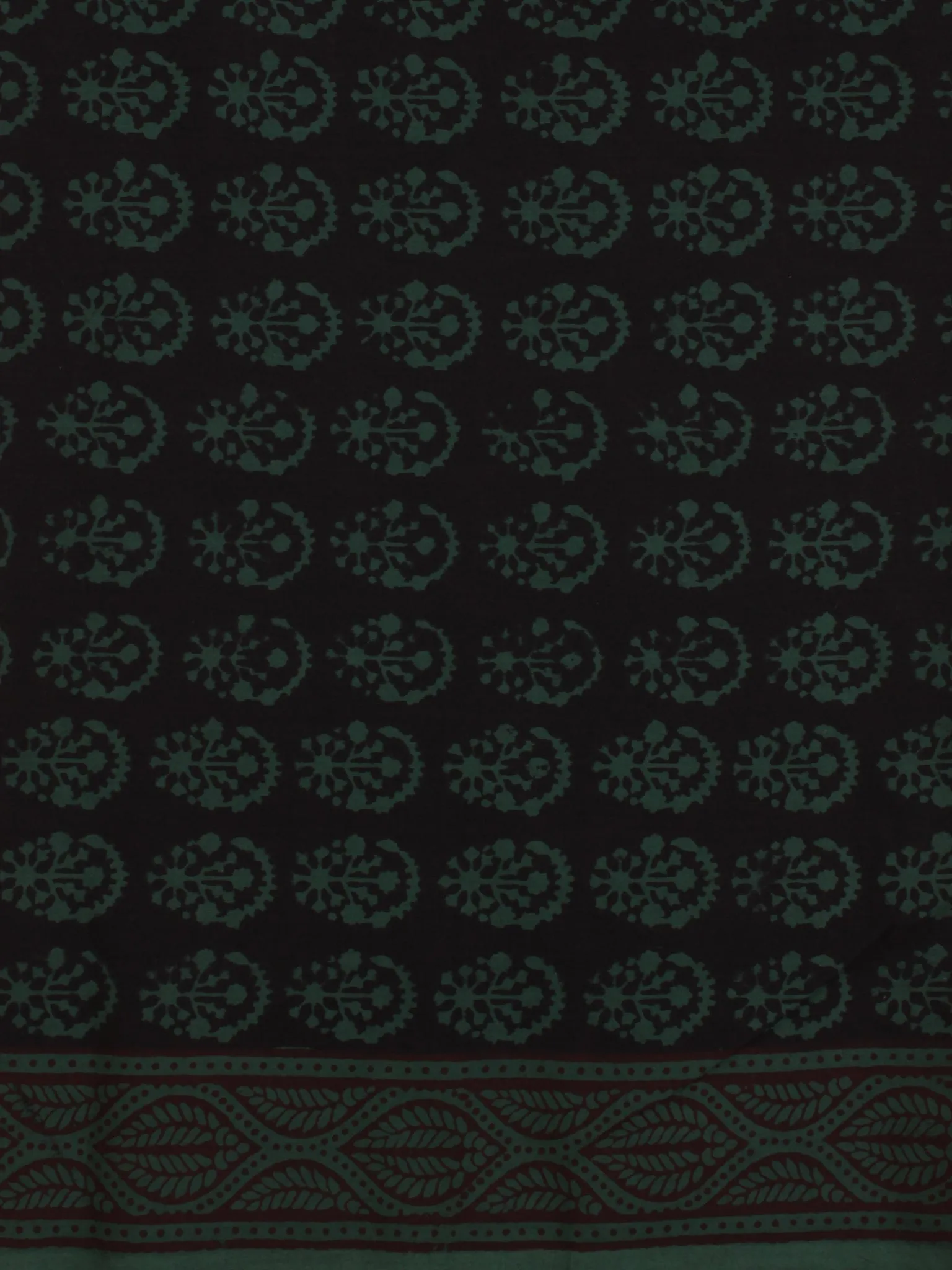 Black Teal Green Bagh Printed Cotton Fabric Per Meter - F005F2098