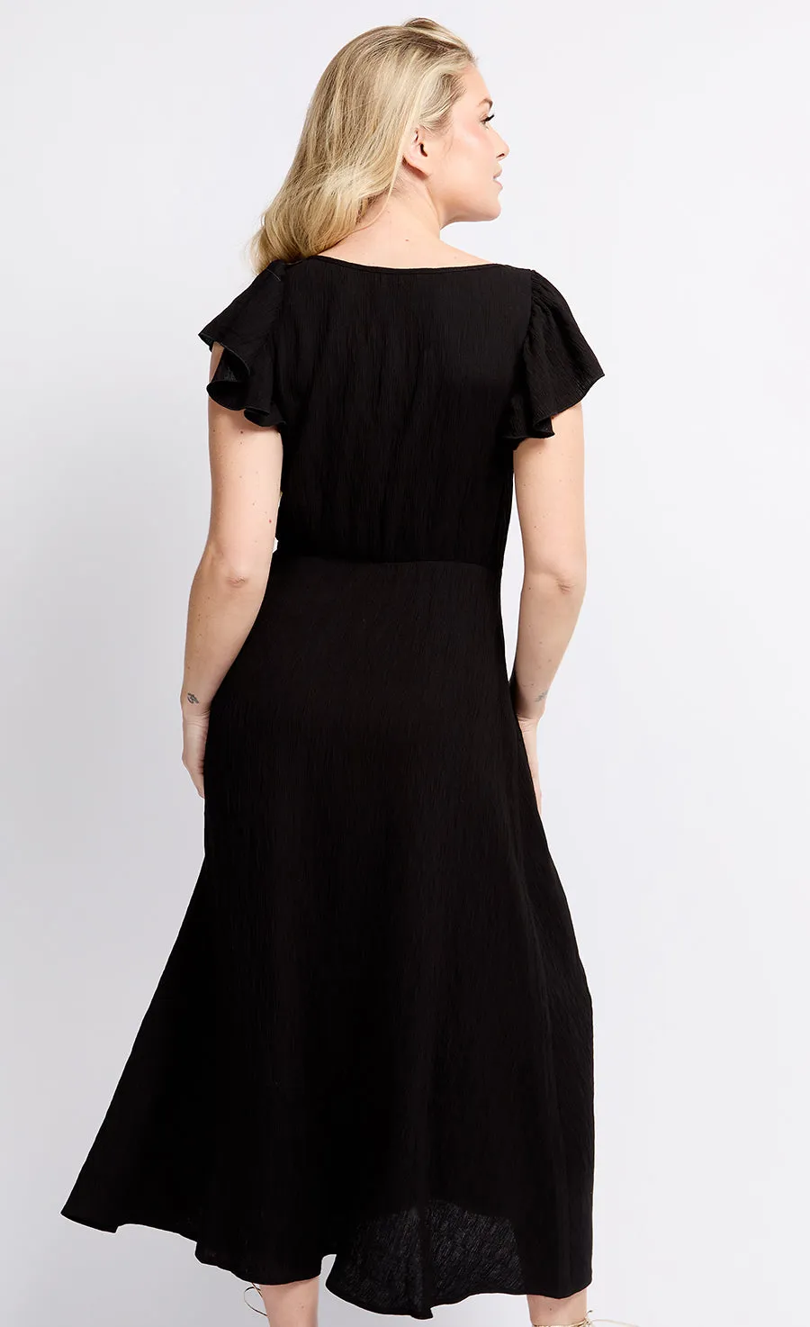 Black Texture Tie Detail Midaxi Dress by Vogue Williams