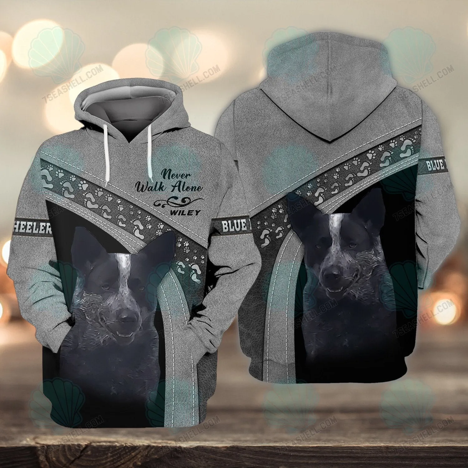 Blue heeler Love Never Walk Alone 3D Full Print Shirts, Christmas Dog Memorial Gifts for loss of Dog
