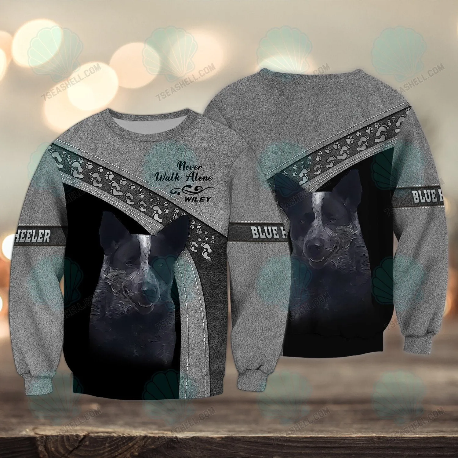 Blue heeler Love Never Walk Alone 3D Full Print Shirts, Christmas Dog Memorial Gifts for loss of Dog