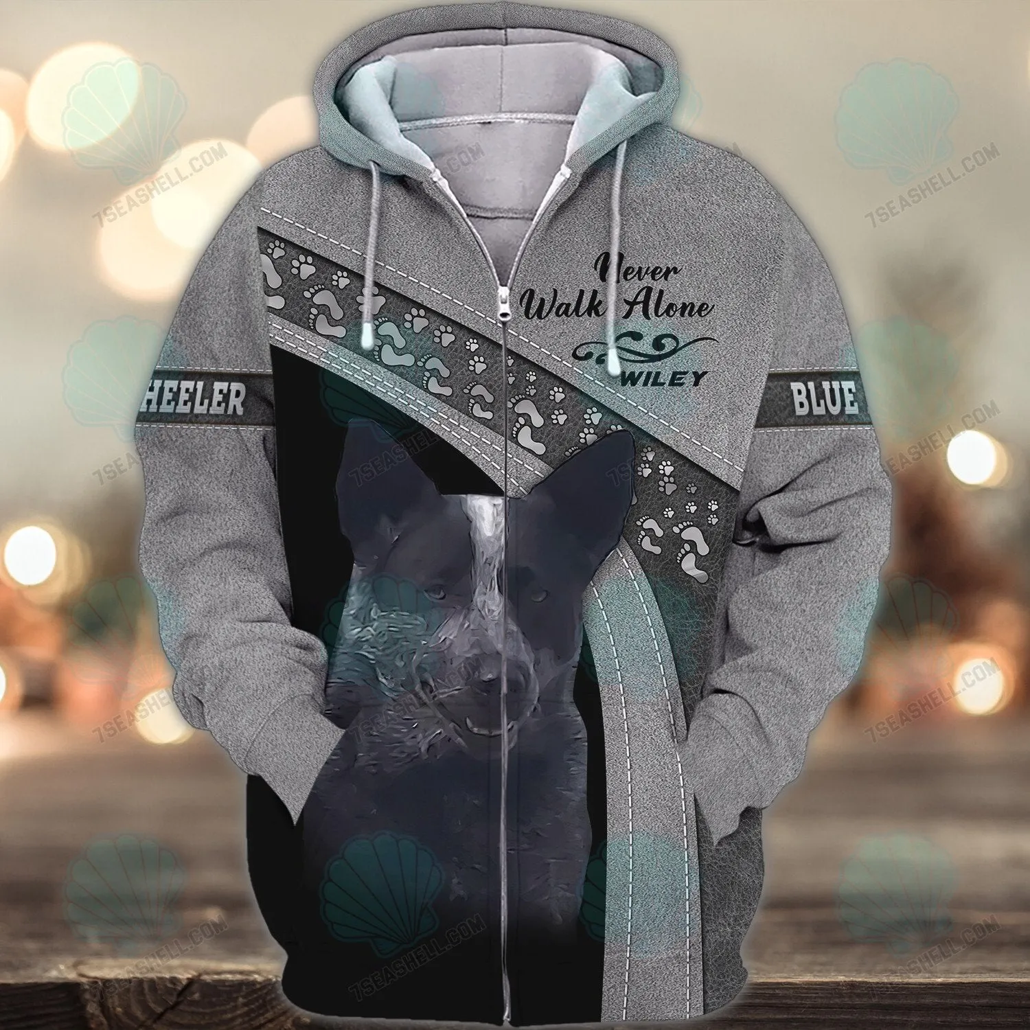Blue heeler Love Never Walk Alone 3D Full Print Shirts, Christmas Dog Memorial Gifts for loss of Dog