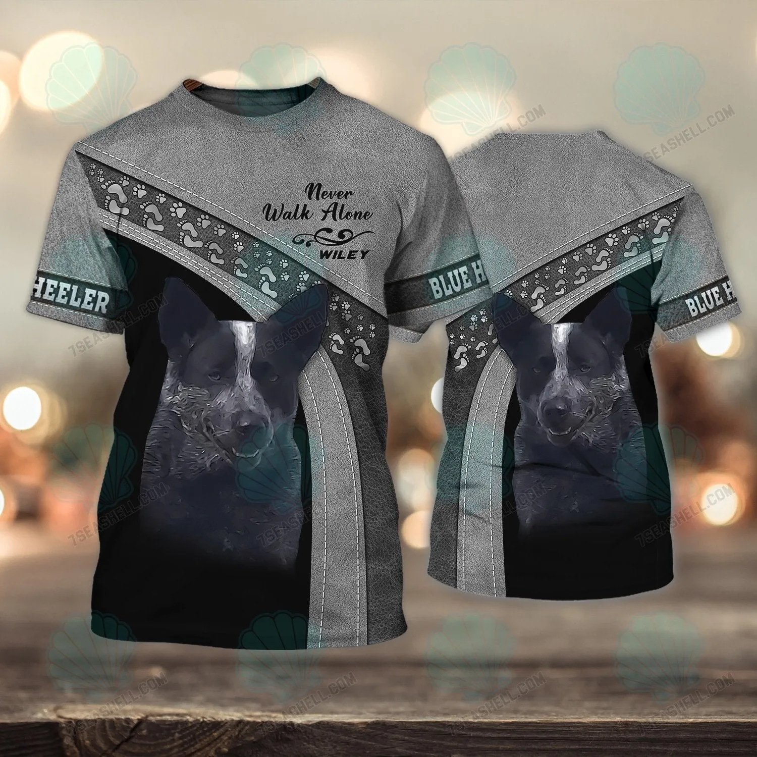 Blue heeler Love Never Walk Alone 3D Full Print Shirts, Christmas Dog Memorial Gifts for loss of Dog