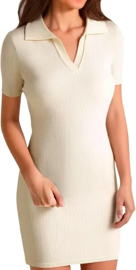 Boho Dresses for Women 2025 Summer Short Sleeve Dress V Neck Bodycon Dresses Rib Knited Stretch Casual Mini Dress