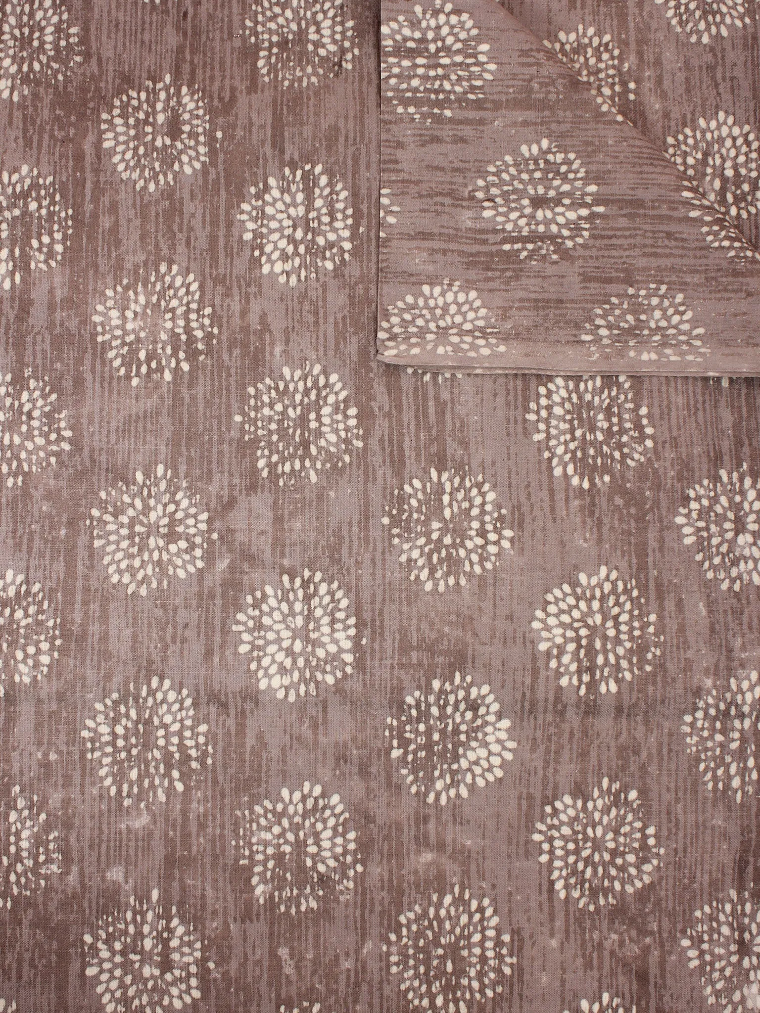 Brown Beige Natural Dyed Hand Block Printed Cotton Fabric Per Meter - F0916306