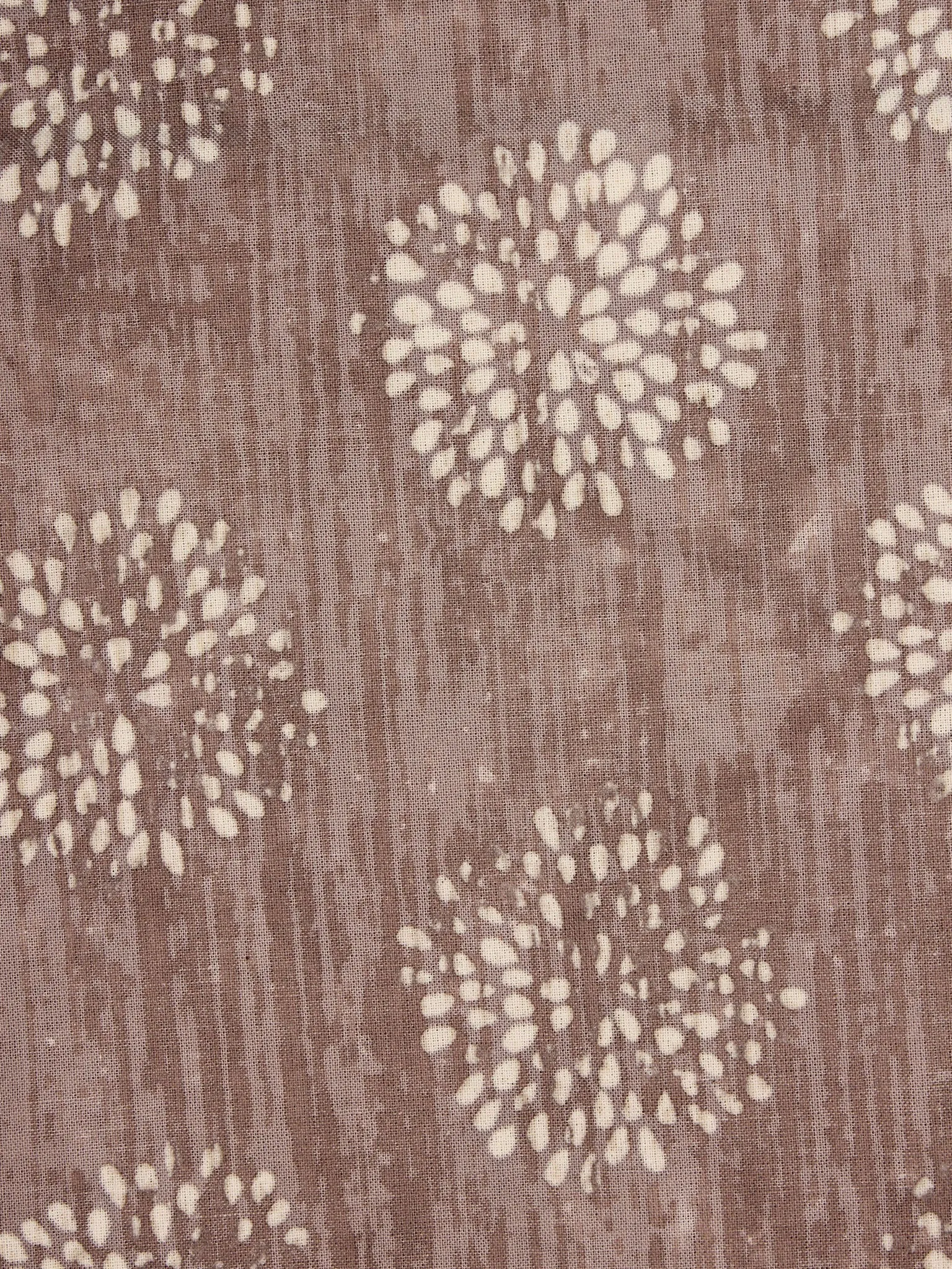 Brown Beige Natural Dyed Hand Block Printed Cotton Fabric Per Meter - F0916306