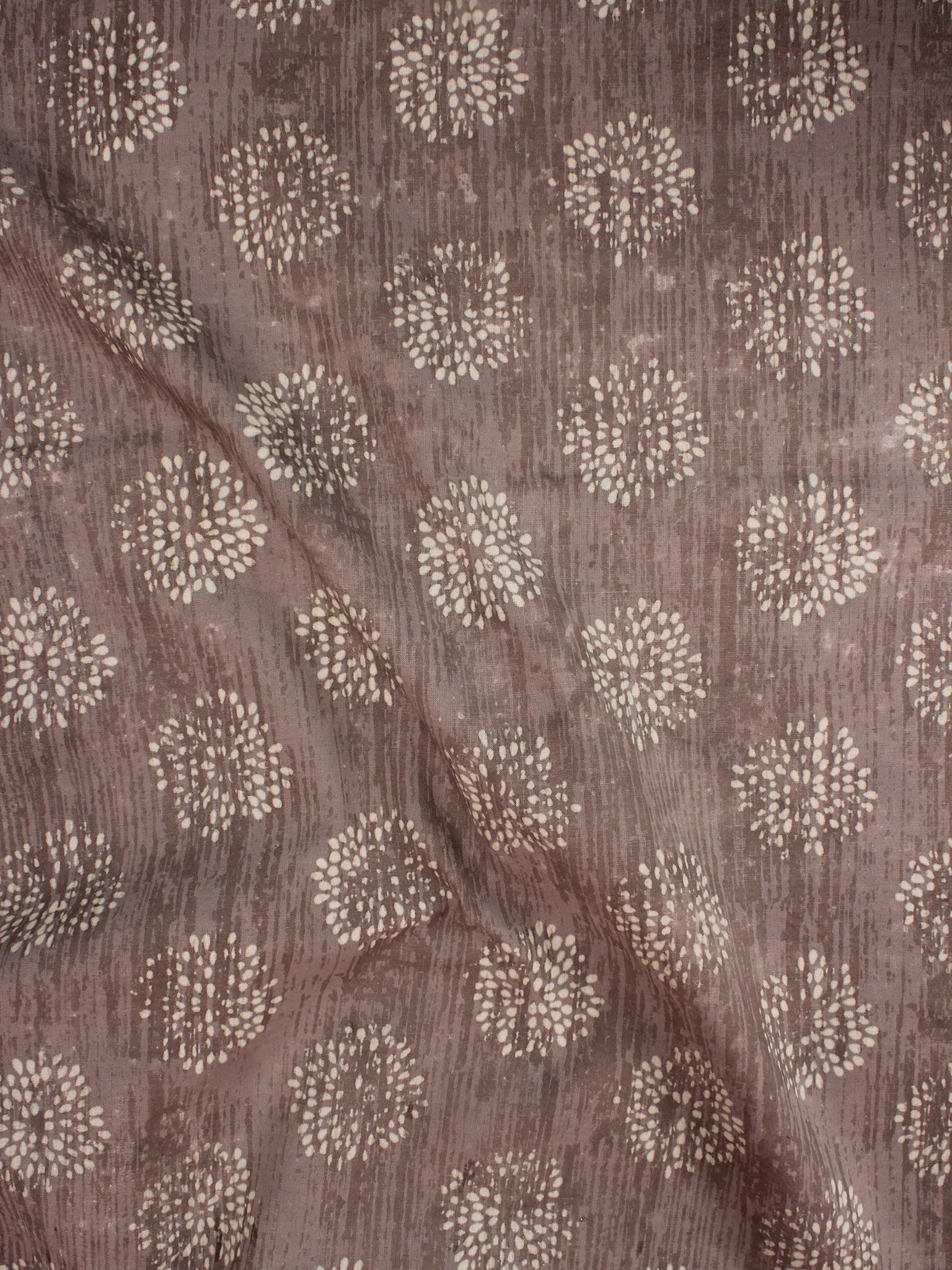 Brown Beige Natural Dyed Hand Block Printed Cotton Fabric Per Meter - F0916306