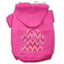 Candy Cane Chevron Paw Rhinestone Dog Hoodie Bright Pink Xxl (18)
