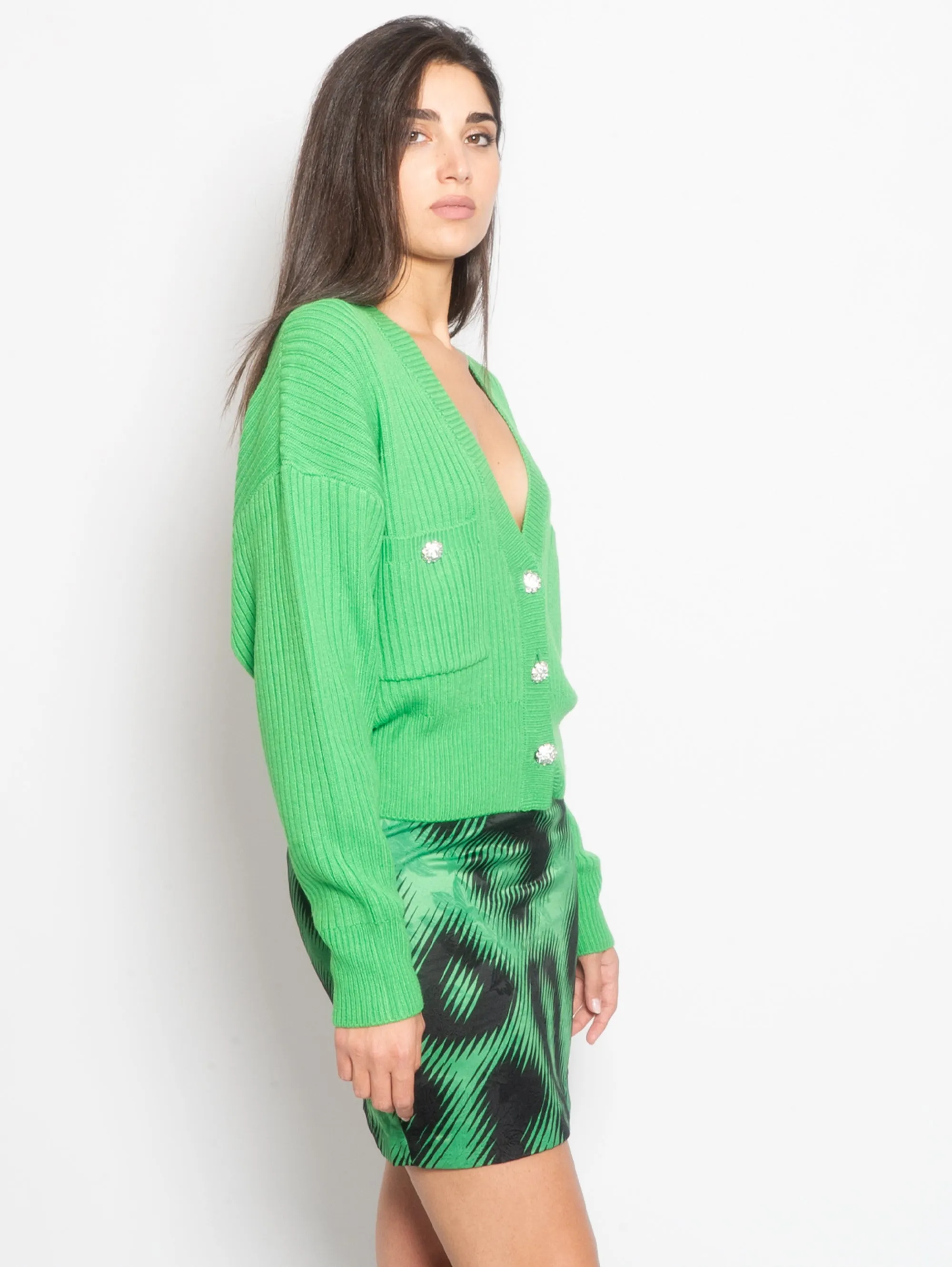 Cardigan con Bottoni gioiello Verde