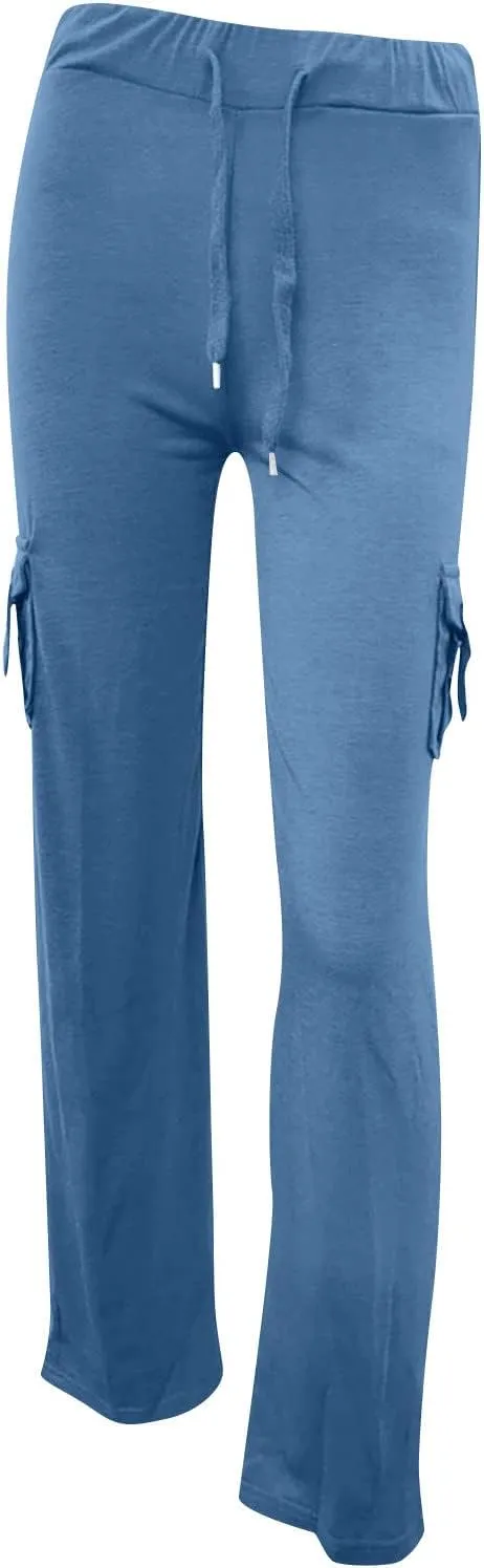 Cargo Yoga Pants with Pockets for Women Slim Fit Tight Barely Flare Leg Pants Stretch Athletic Workout Gym Pants