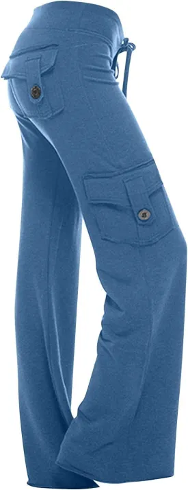 Cargo Yoga Pants with Pockets for Women Slim Fit Tight Barely Flare Leg Pants Stretch Athletic Workout Gym Pants