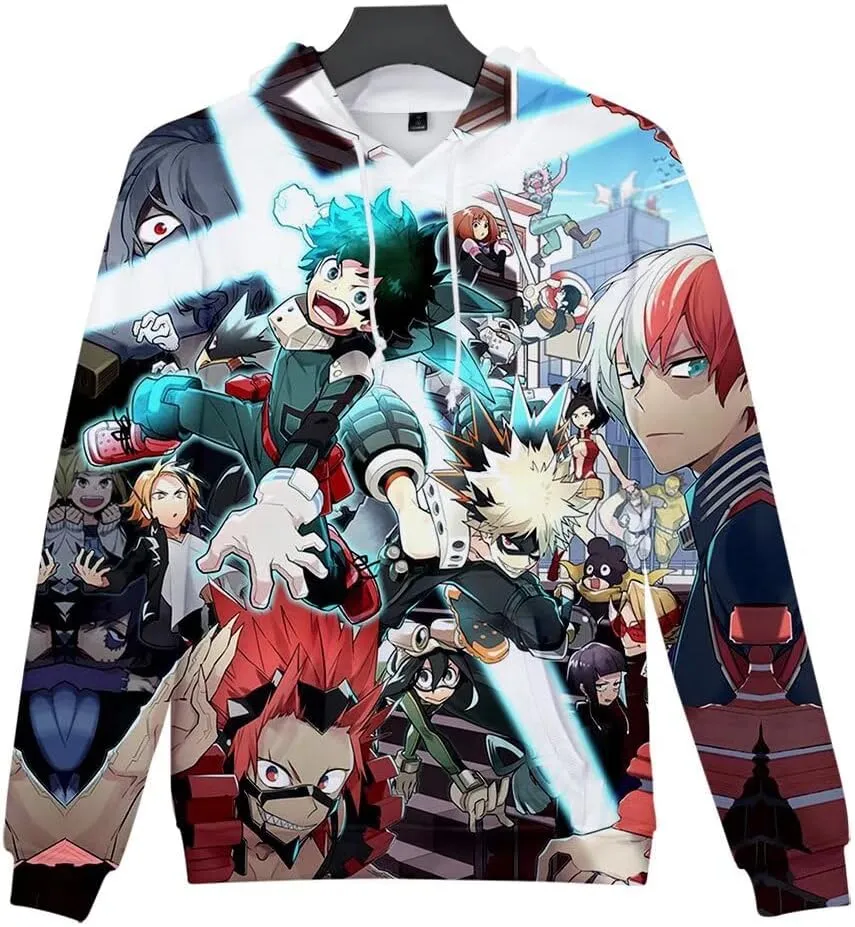 CHLOBLOM Boku No Hero Fleece Hoodie Novelty Hooded Pullover Sweatshirt for Adult