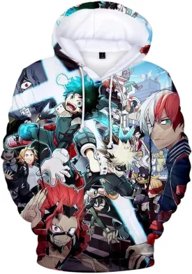 CHLOBLOM Boku No Hero Fleece Hoodie Novelty Hooded Pullover Sweatshirt for Adult