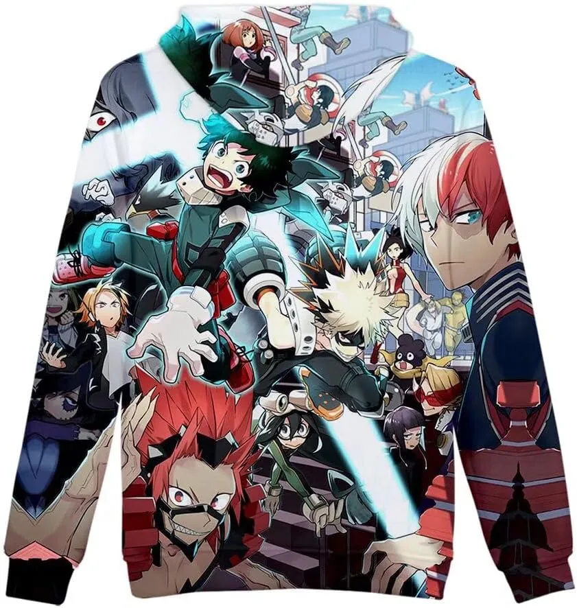 CHLOBLOM Boku No Hero Fleece Hoodie Novelty Hooded Pullover Sweatshirt for Adult