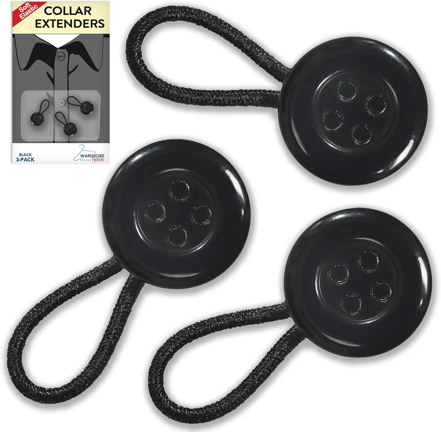Collar Extenders for Mens Shirts Soft Elastic Expand Tight Neck Relief Dress Shirt Button Extensions