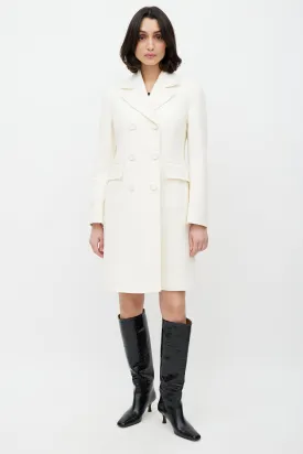 Cream Wool Double Breasted Coat