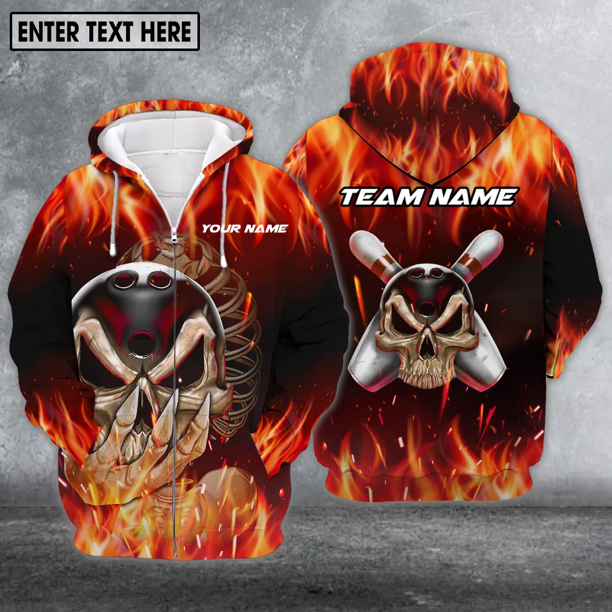 Custom Name And Team Name Shirt Skull Fire Bowling, Sweatshirt For Bowling Lover