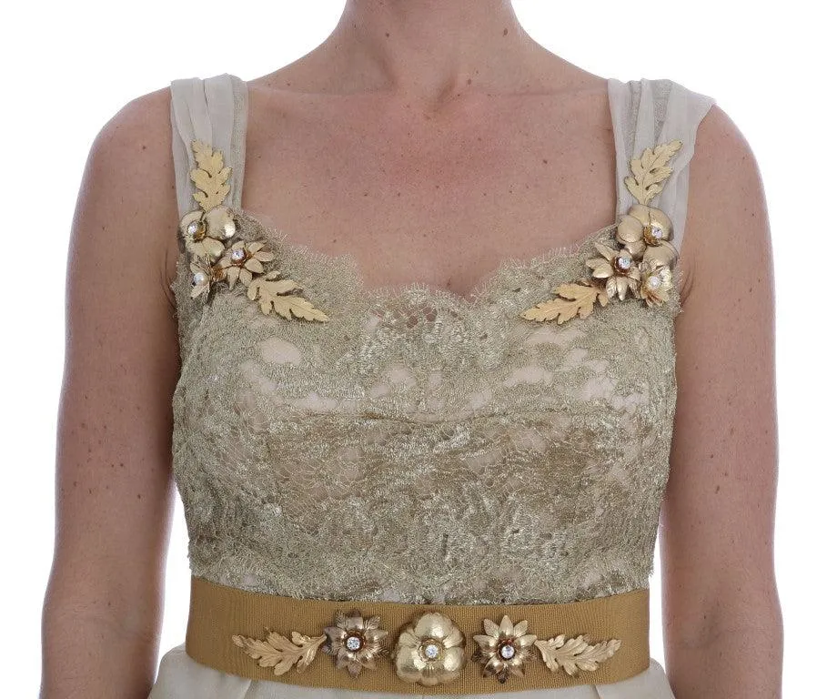 Dolce & Gabbana Elegant Embellished Lace & Organza Silk Dress