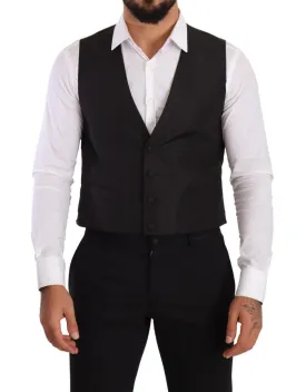 Dolce & Gabbana Gray Silk Waistcoat Formal Vest