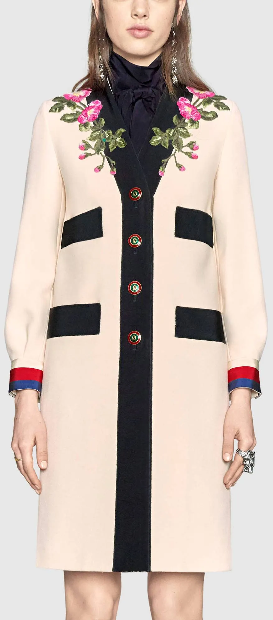 Embroidered Wool Coat