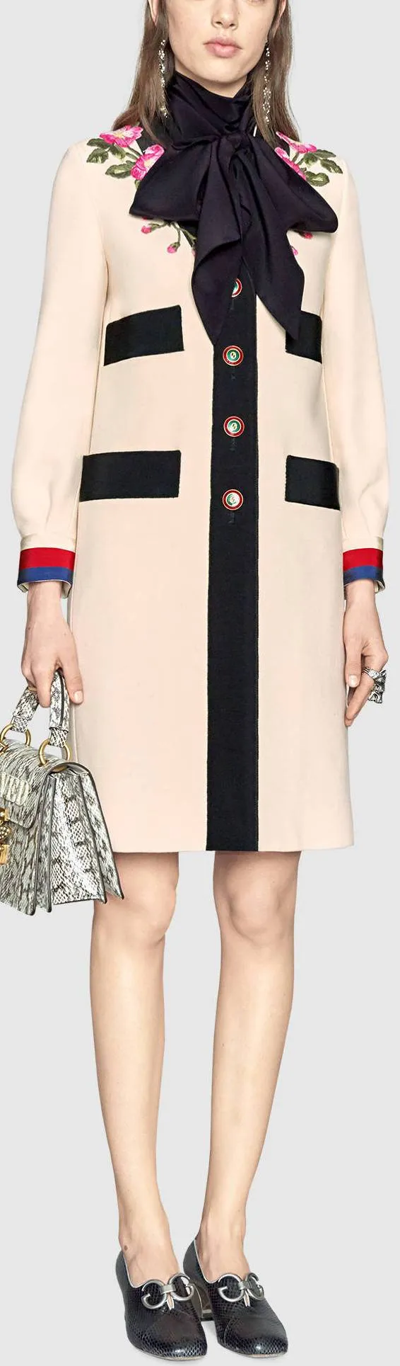 Embroidered Wool Coat