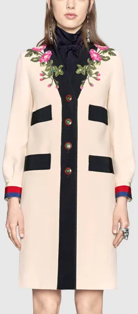 Embroidered Wool Coat