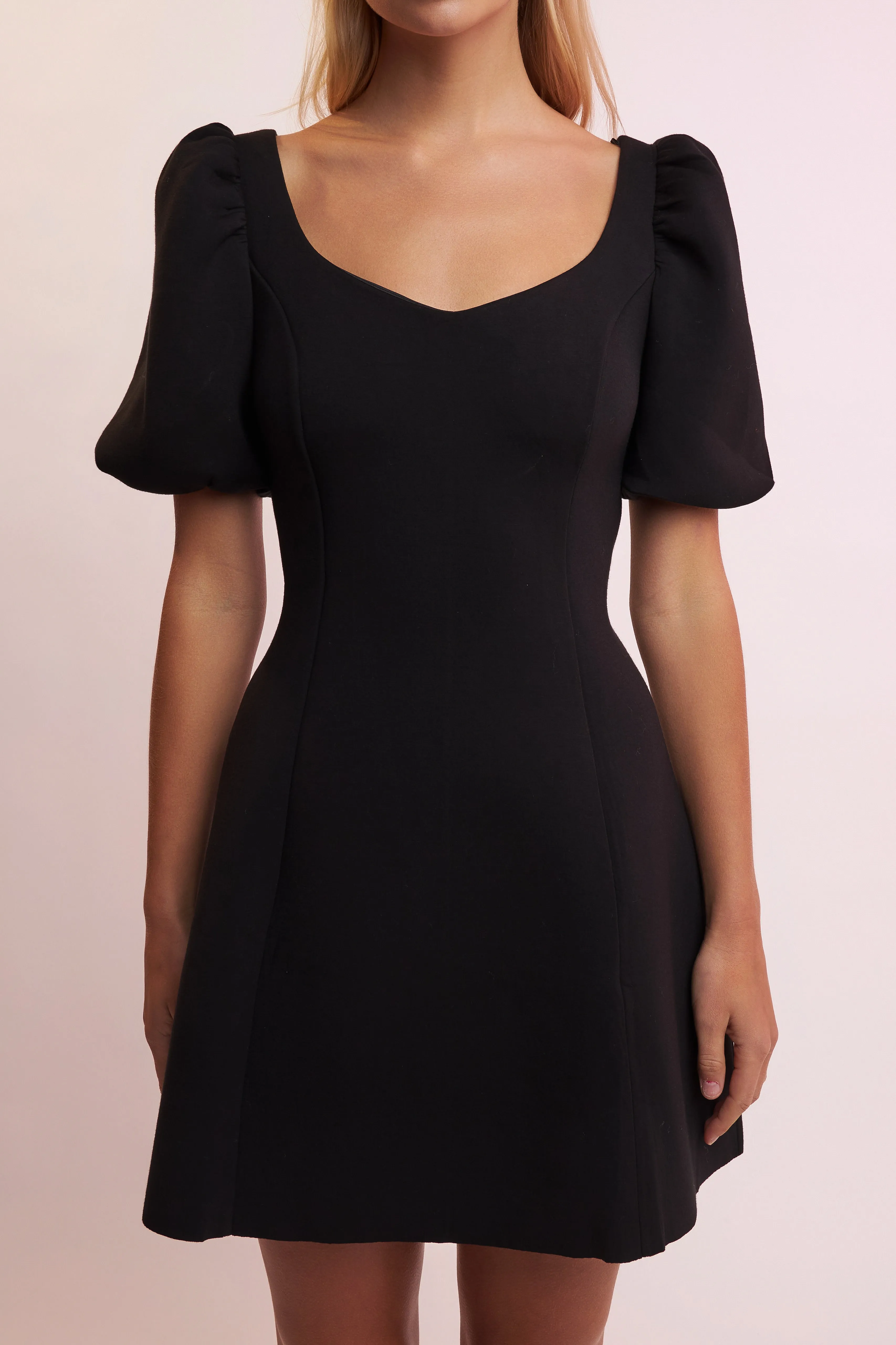 English Factory - Puff Sleeve Mini Dress in Black