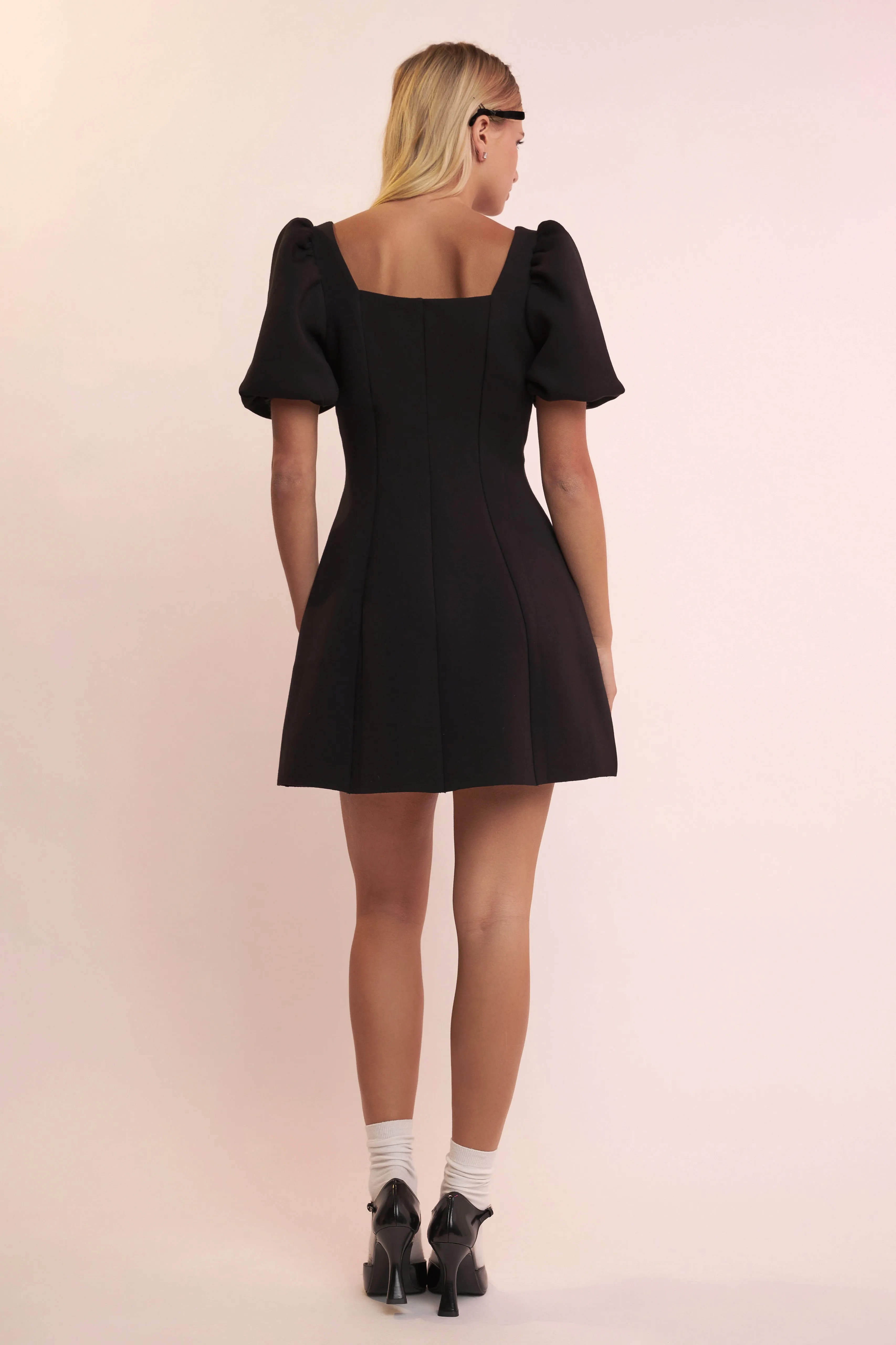 English Factory - Puff Sleeve Mini Dress in Black