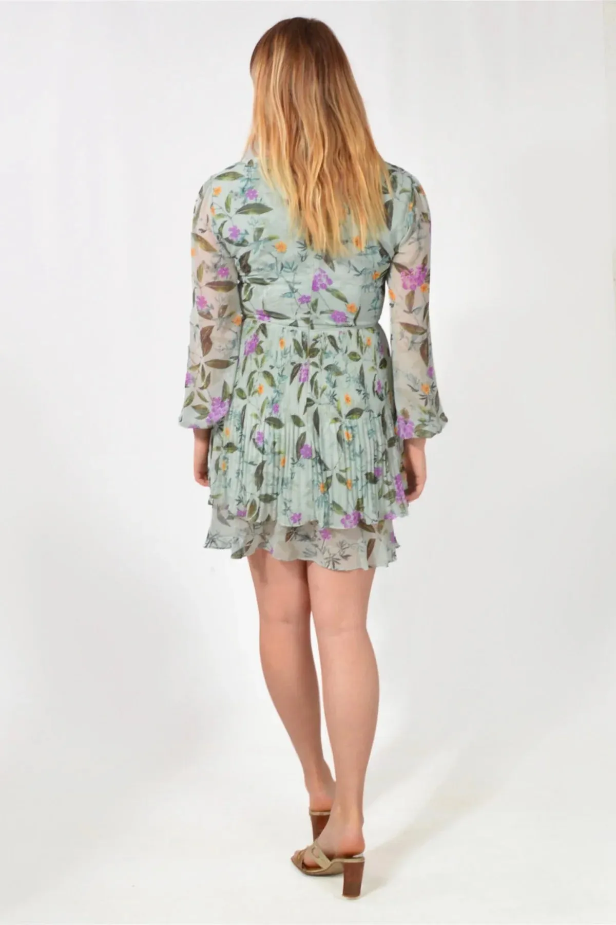 Floral Chiffon Long Sleeve Dress