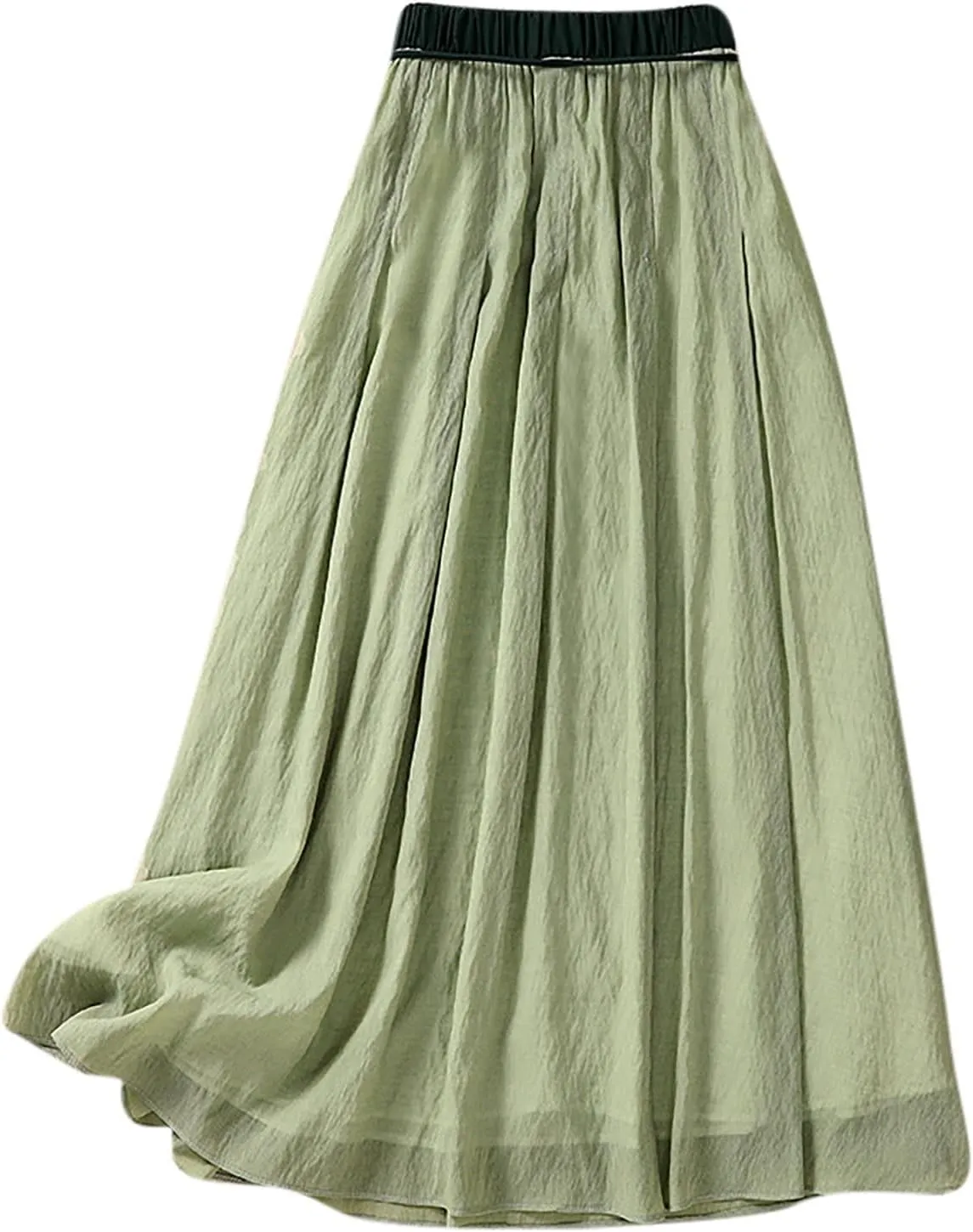 Flowy Cotton Linen Skirt for Women High Waist Drawstring Maxi Skirts Lightweight Casual Boho Skirt Clothes