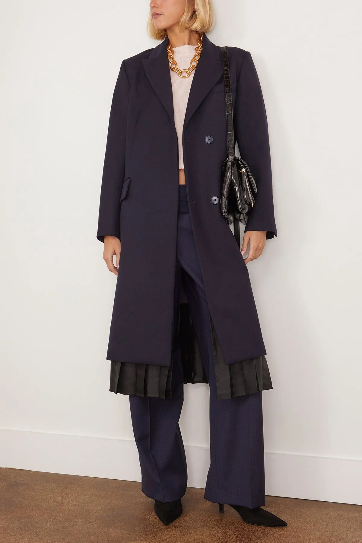 Gramercy Pleated Coat in Navy