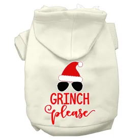 Grinch Please Screen Print Dog Hoodie Cream Xs (8)