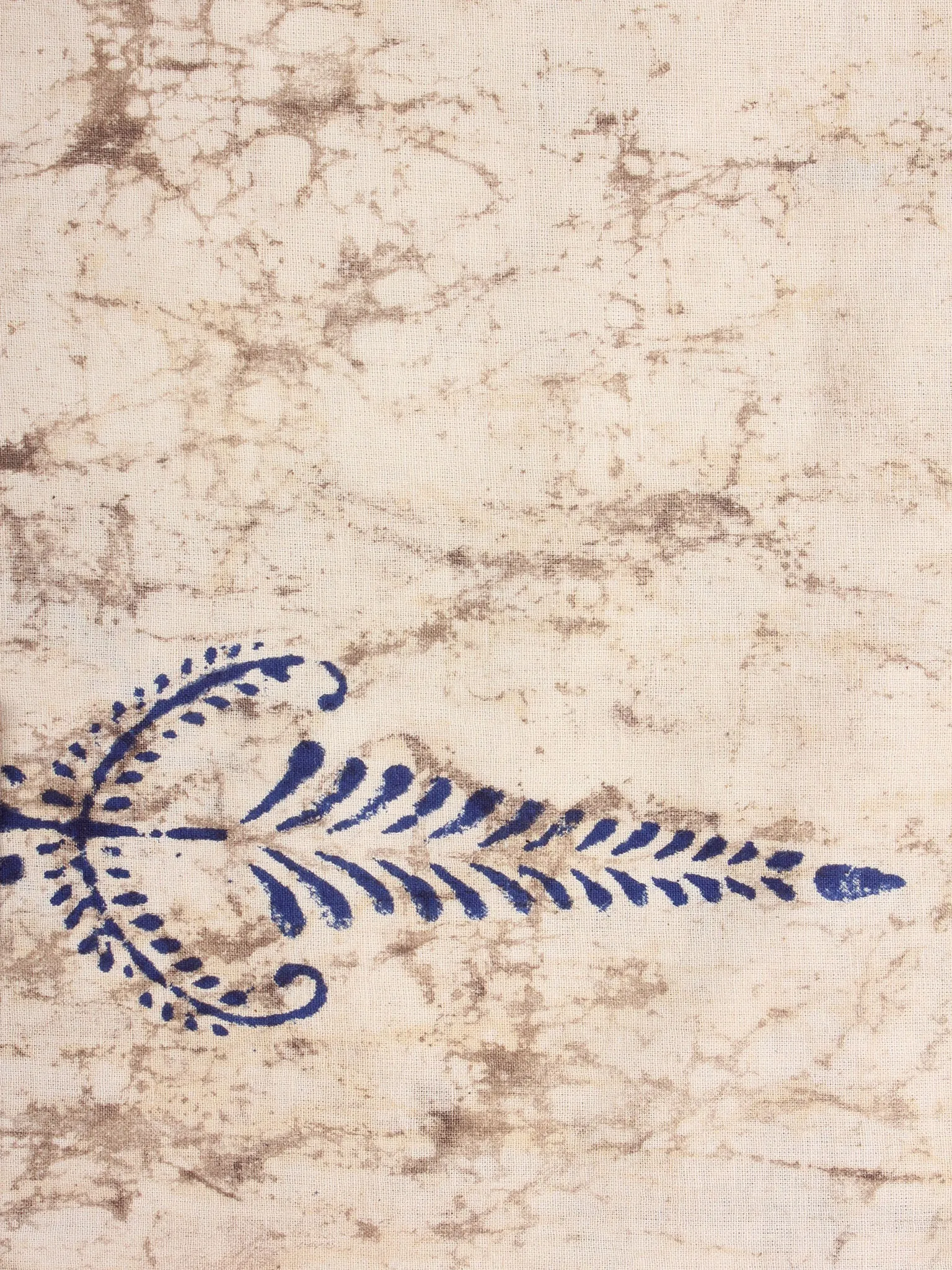 Indigo Ivory Natural Dyed Hand Block Printed Cotton Fabric Per Meter - F0916240