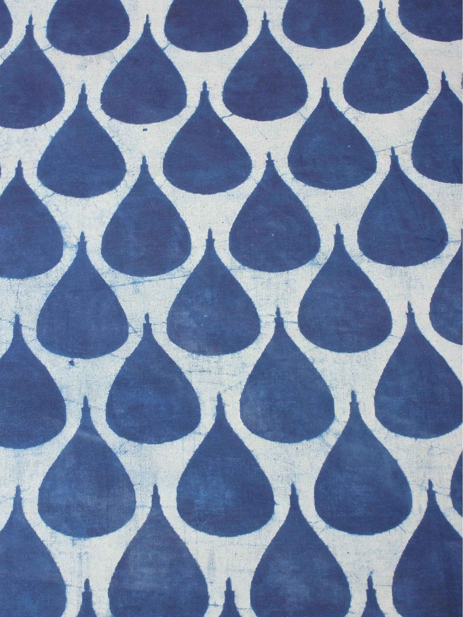 Indigo Natural Dyed Hand Block Printed Cotton Fabric Per Meter - F0916256